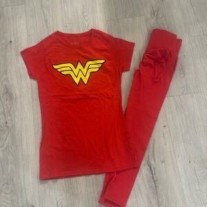 Red Wonder Woman T-Shirt and Leggings Set